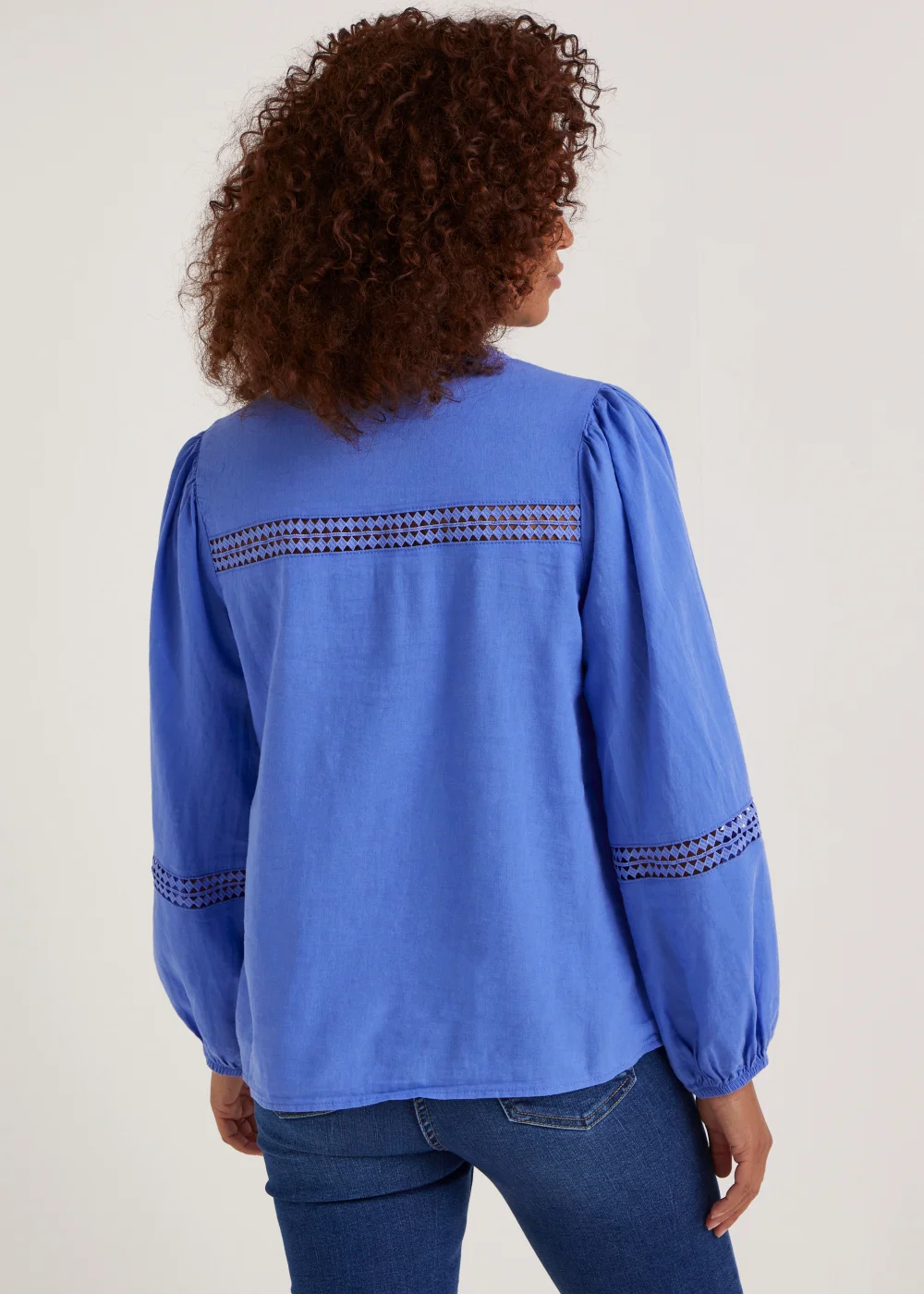 Blue Linen Blend Blouse - 8 Image 4
