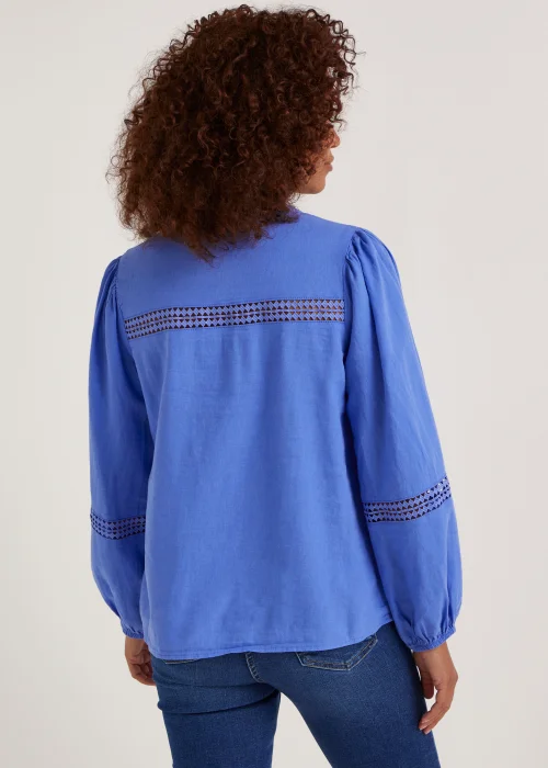 Blue Linen Blend Blouse - 8 Image 4