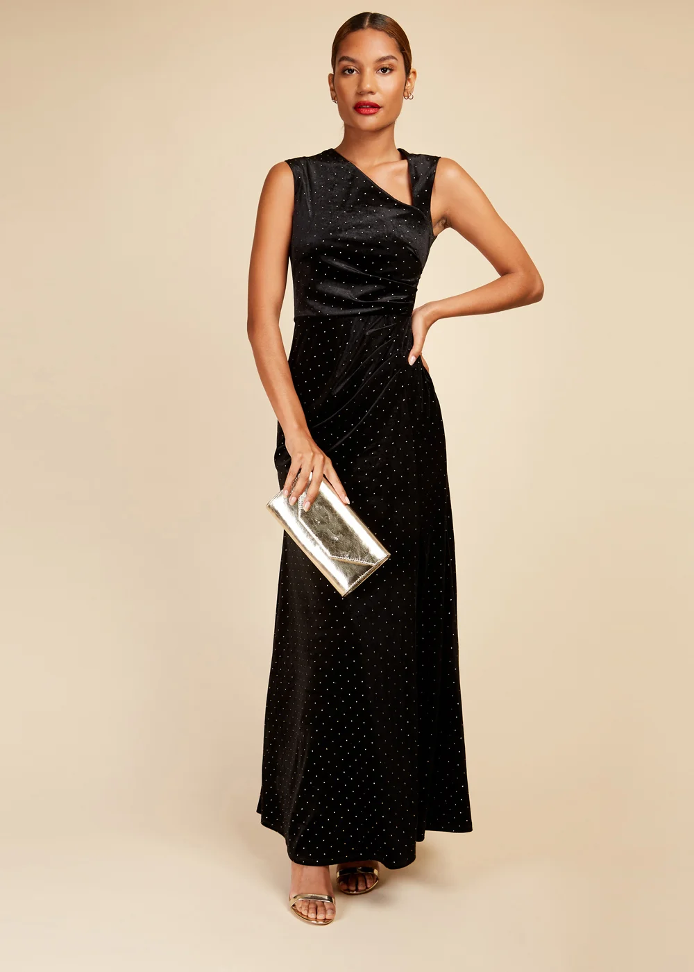 Little Mistress Black Velvet Dew Drop Maxi Dress - 10 Image 1