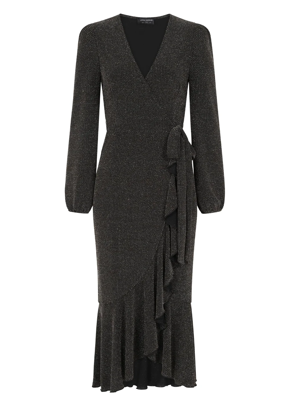 Little Mistress Black Copper Criss Cross Metallic Jersey Dress - 10 Image 2