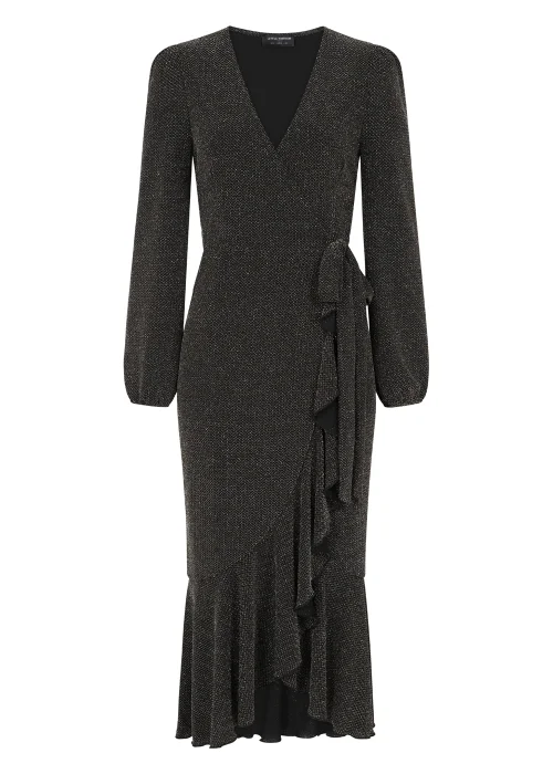 Little Mistress Black Copper Criss Cross Metallic Jersey Dress - 10 Image 2