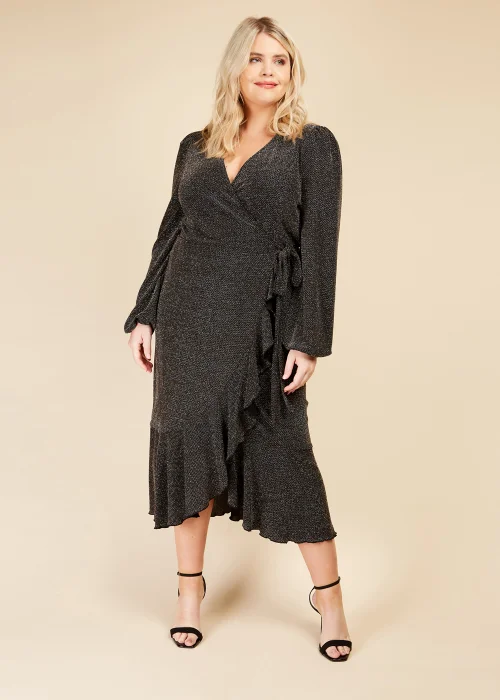 Little Mistress Black Copper Criss Cross Metallic Jersey Dress - 10 Image 3