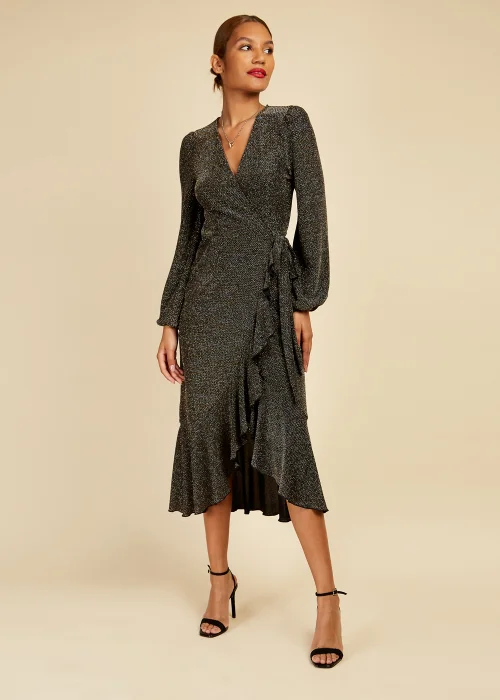 Little Mistress Black Copper Criss Cross Metallic Jersey Dress - 10 Image 1