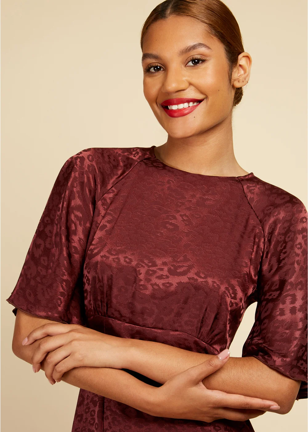 Little Mistress Red Satin Jacquard Maxi Dress - 12 Little Mistress Red Satin Jacquard Maxi Dress - 12