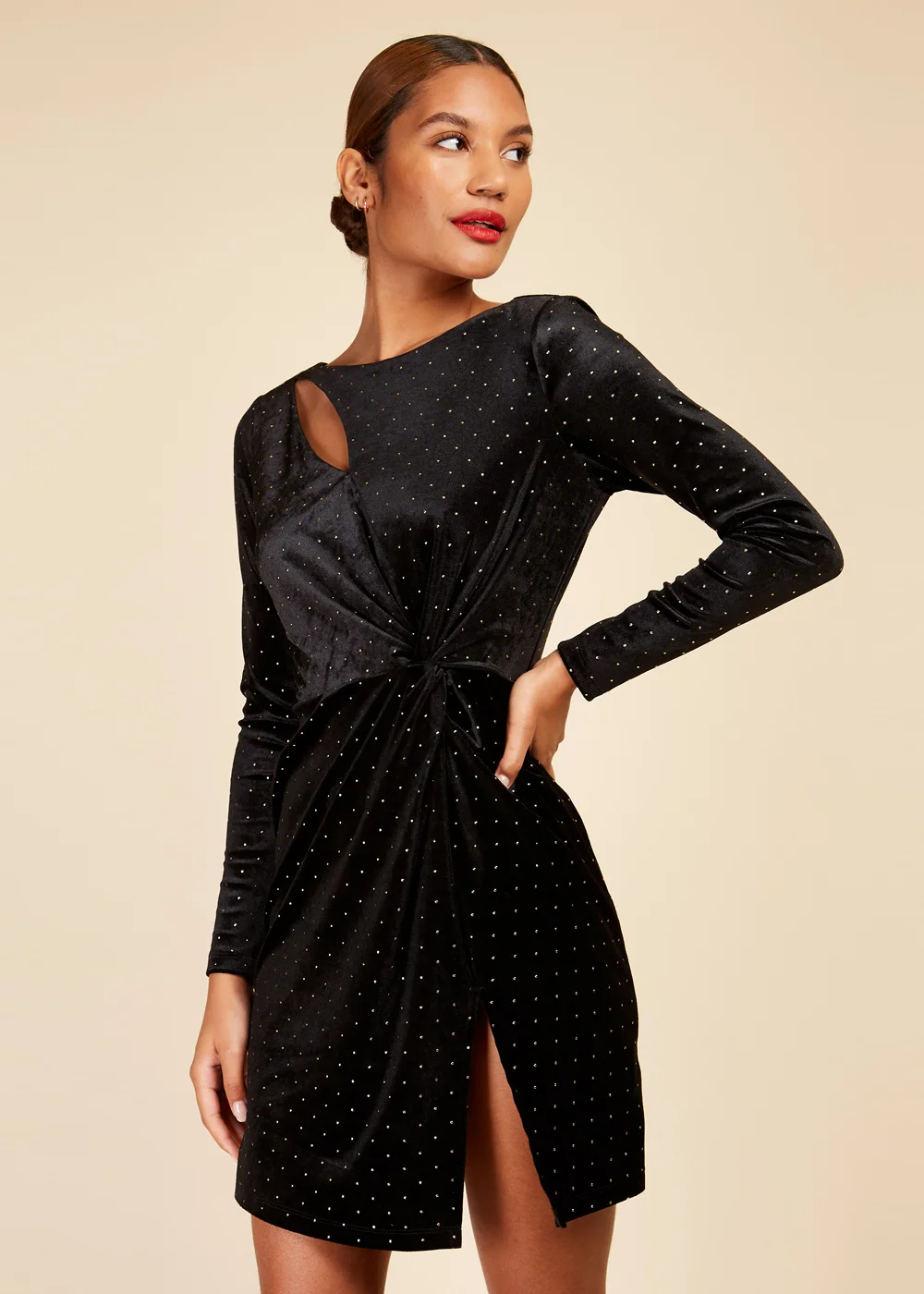 Little Mistress Black Velvet Dew Drop Mini Dress - 6 Image 1