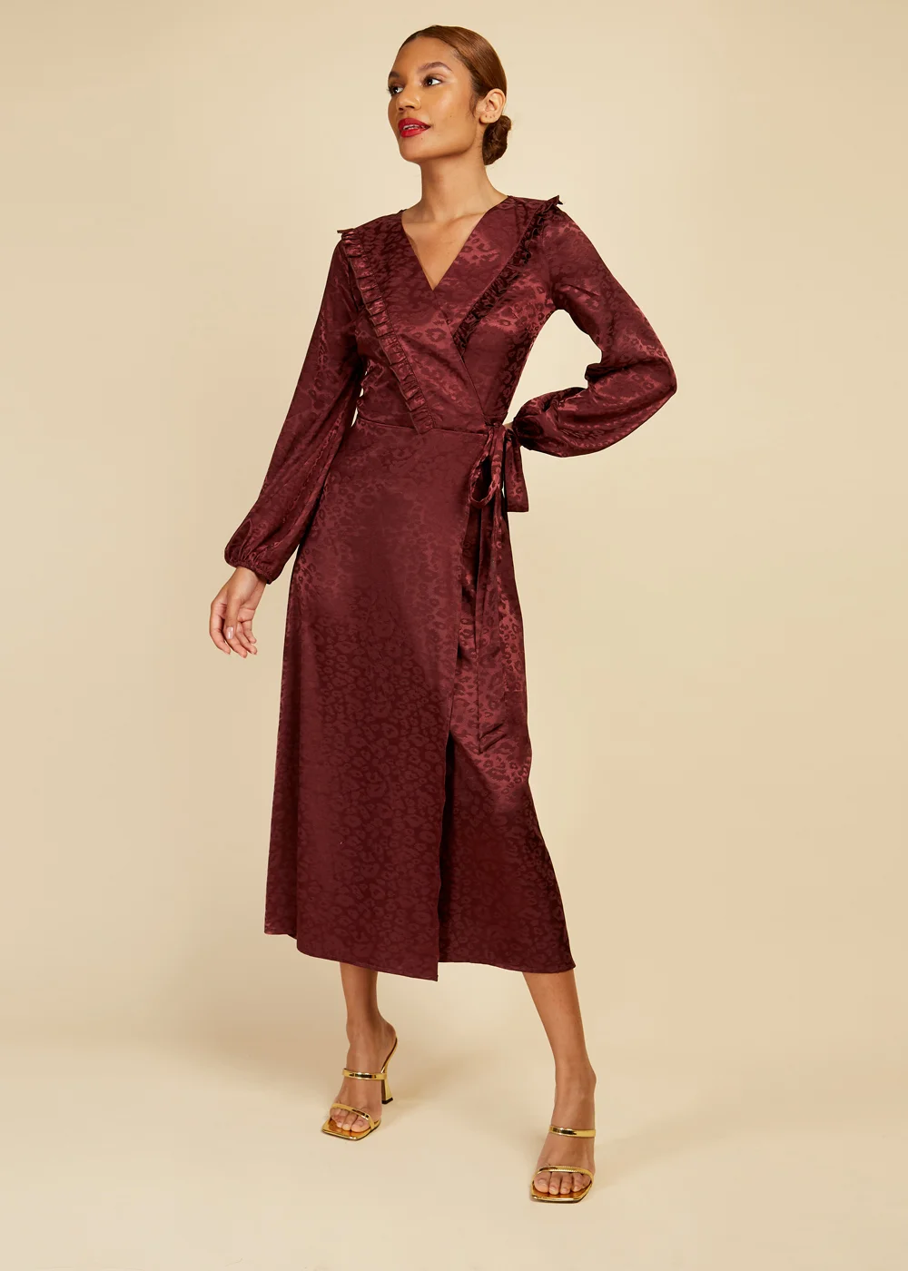 Little Mistress Red Satin Jacquard Maxi Dress - 12 Image 1