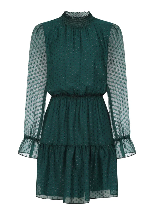 Little Mistress Green Metallic Dobby Chiffon Mini Dress - 10 Image 2