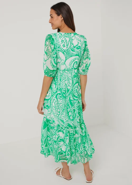 Green Paisley Chiffon Midi Dress - 8 Image 2