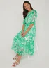 Green Paisley Chiffon Midi Dress - 8 Image 3