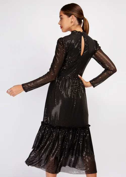 Girls on Film Black Copper Foil Mesh Maxi Dress - 6 Image 3