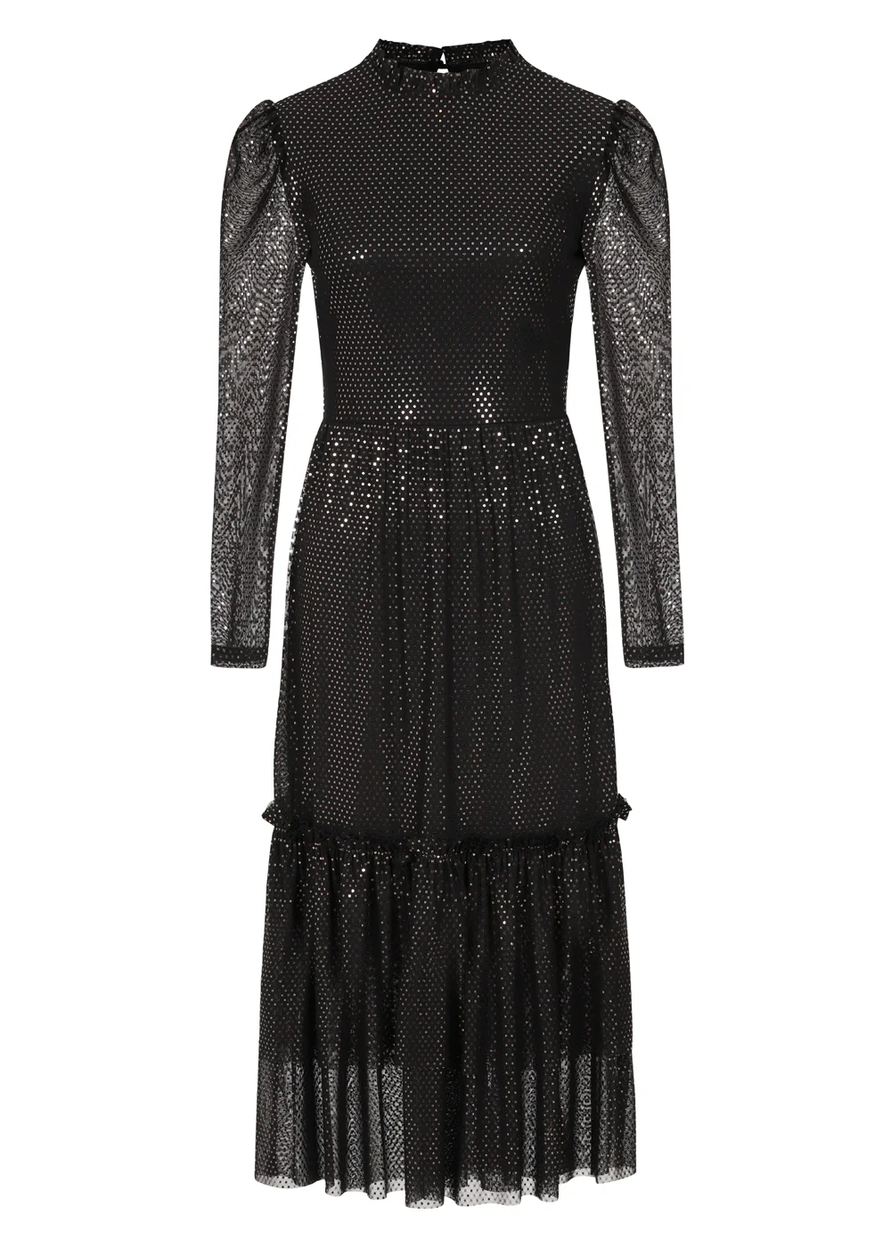 Girls on Film Black Copper Foil Mesh Maxi Dress - 6 Image 2