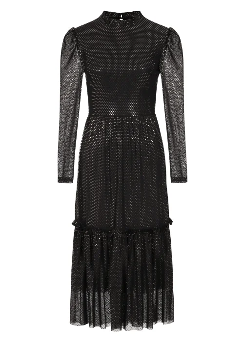 Girls on Film Black Copper Foil Mesh Maxi Dress - 6 Image 2