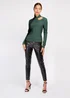 Girls on Film Emerald Green Ribbed Long Sleeve Top - Size 6 Image 4