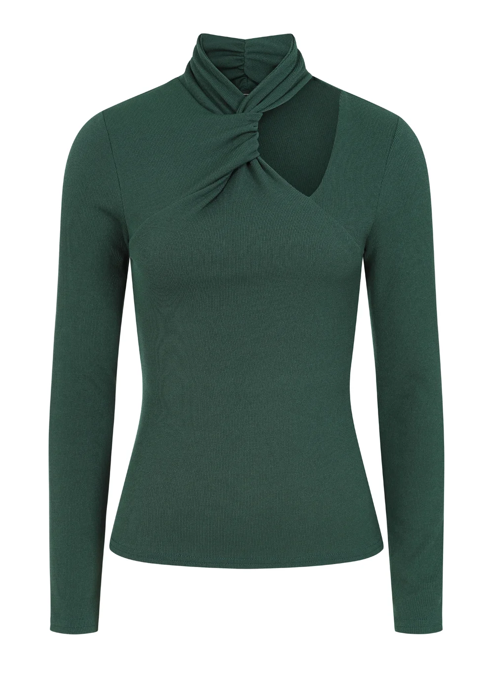 Girls on Film Emerald Green Ribbed Long Sleeve Top - Size 6 Image 2