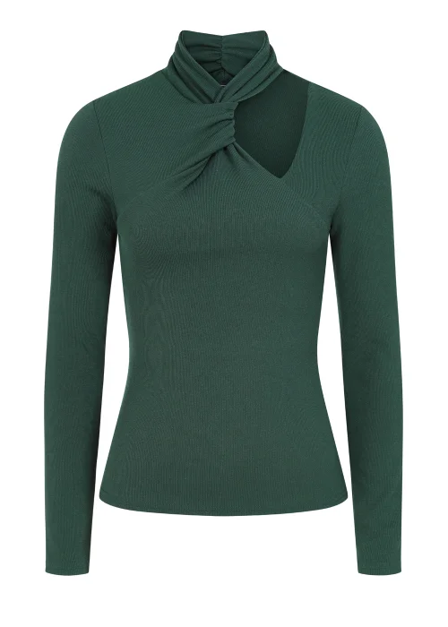 Girls on Film Emerald Green Ribbed Long Sleeve Top - Size 6 Image 2