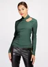 Girls on Film Emerald Green Ribbed Long Sleeve Top - Size 6 Image 1