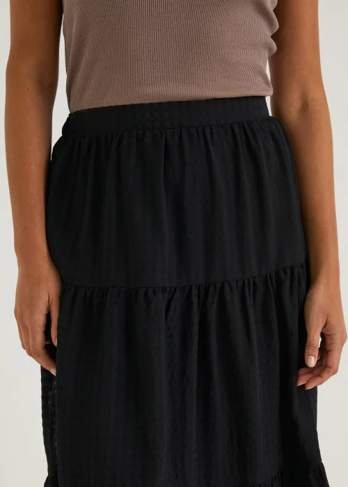 Black Check Tiered Skirt - Size 8 Image 4