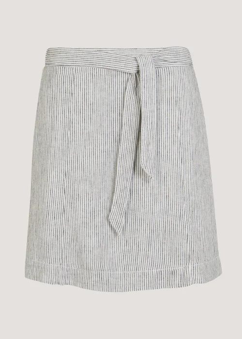 White Stripe Linen Blend Mini Skirt - Size 8 Image 2