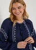 Navy Embroidery Blouse - Size 8 Image 4