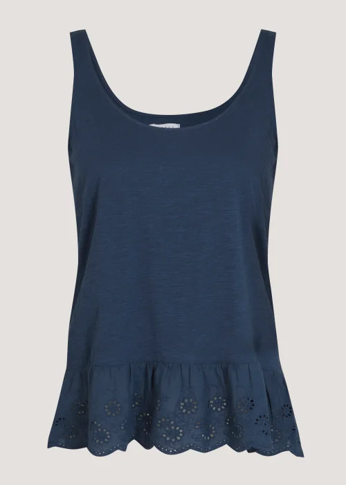 Navy Schiffley Hem Vest Top - Size 8 Image 5