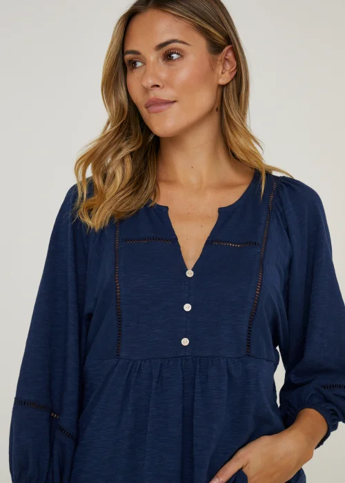 Navy Boho Jersey Top - Size 8 Image 3