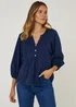 Navy Boho Jersey Top - Size 8 Image 1
