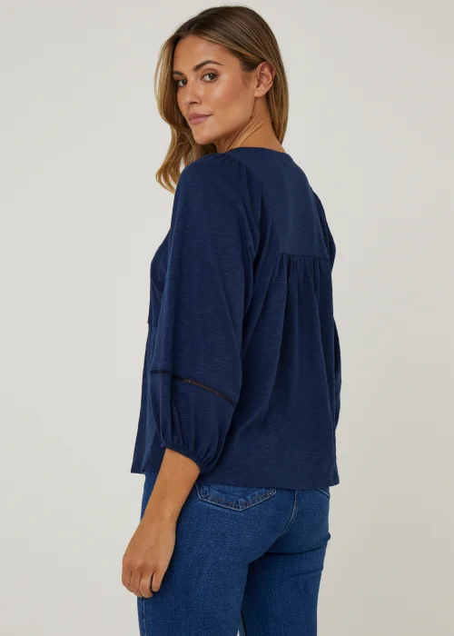 Navy Boho Jersey Top - Size 8 Image 2