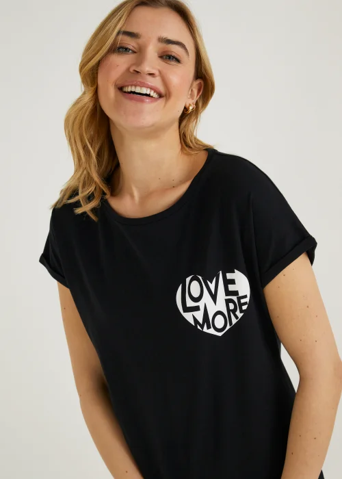 Black Love More Slogan T-Shirt - Small Image 4