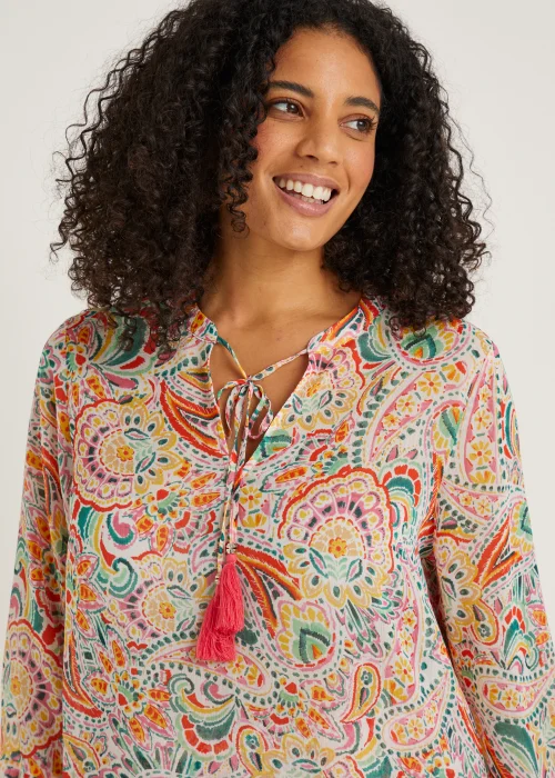 Pink Paisley Chiffon Tassel Co-Ord Blouse - 8 Image 3