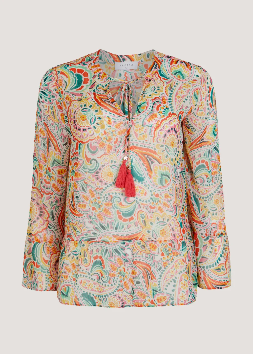 Pink Paisley Chiffon Tassel Co-Ord Blouse - 8 Image 4