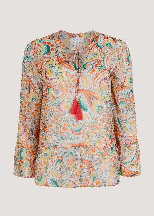 Pink Paisley Chiffon Tassel Co-Ord Blouse - 8 Image 4