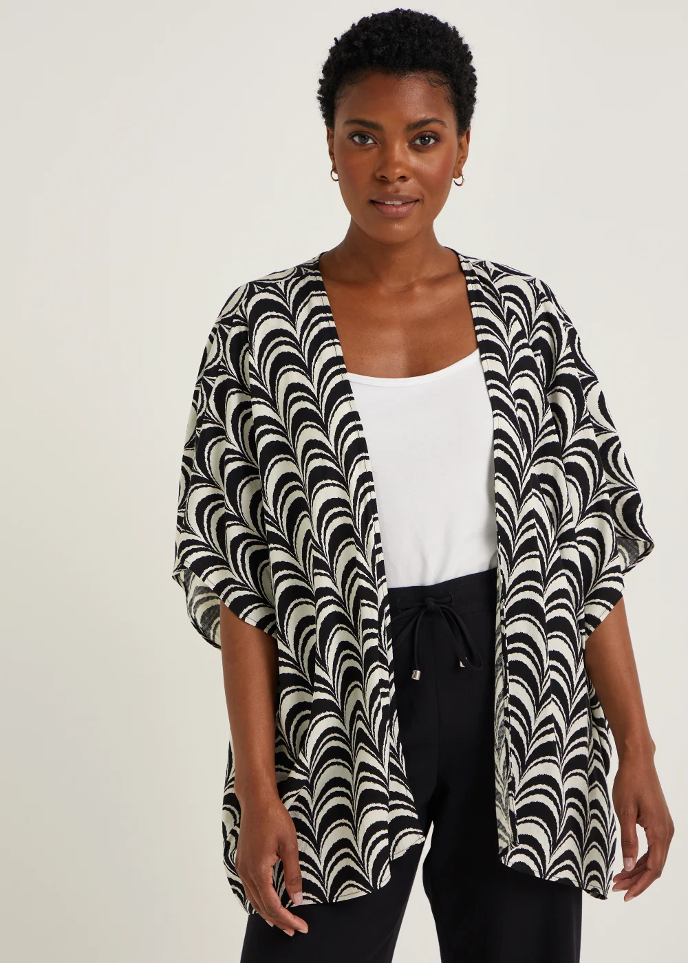 Monochrome Print Kimono - Small Image 1