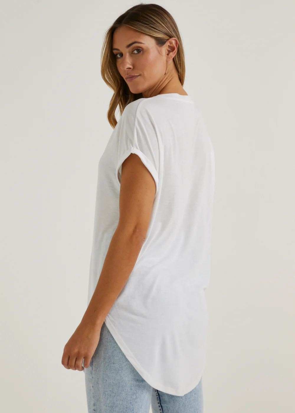 White Longline T-Shirt - S Image 2