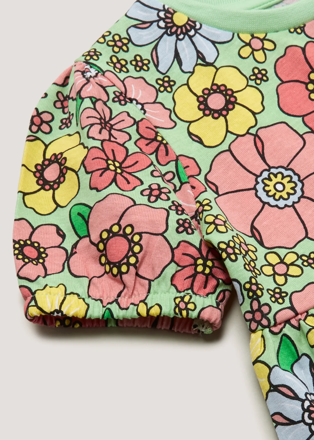 Girls Green Floral Jersey Dress (9mths-6yrs) - 9-12 months Image 3