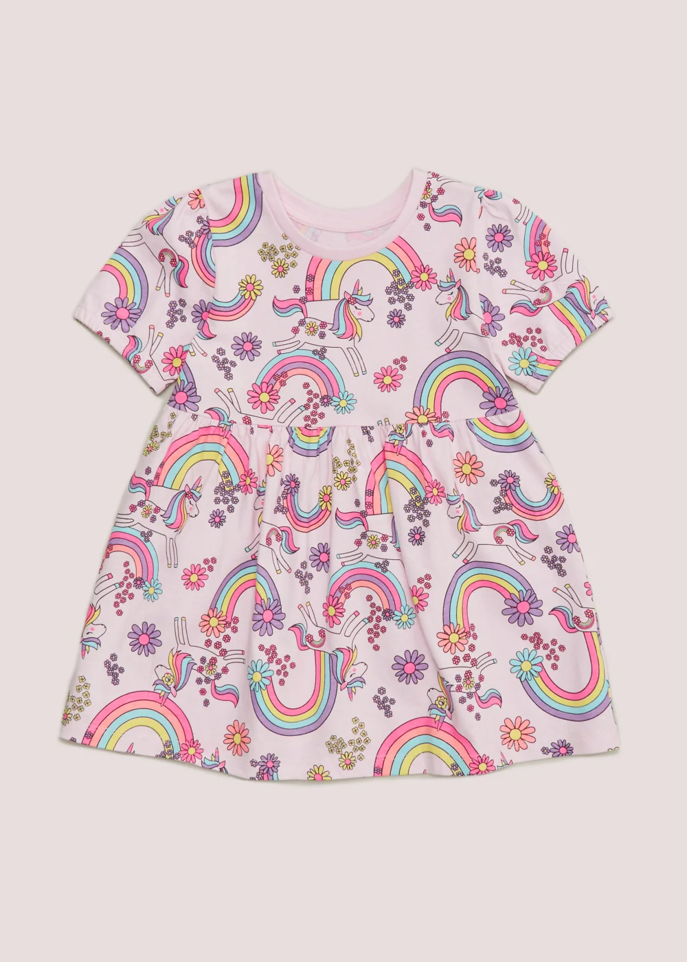 Girls Pink Unicorn Jersey Dress (9mths-6yrs) - 1.5-2 Yrs Image 1