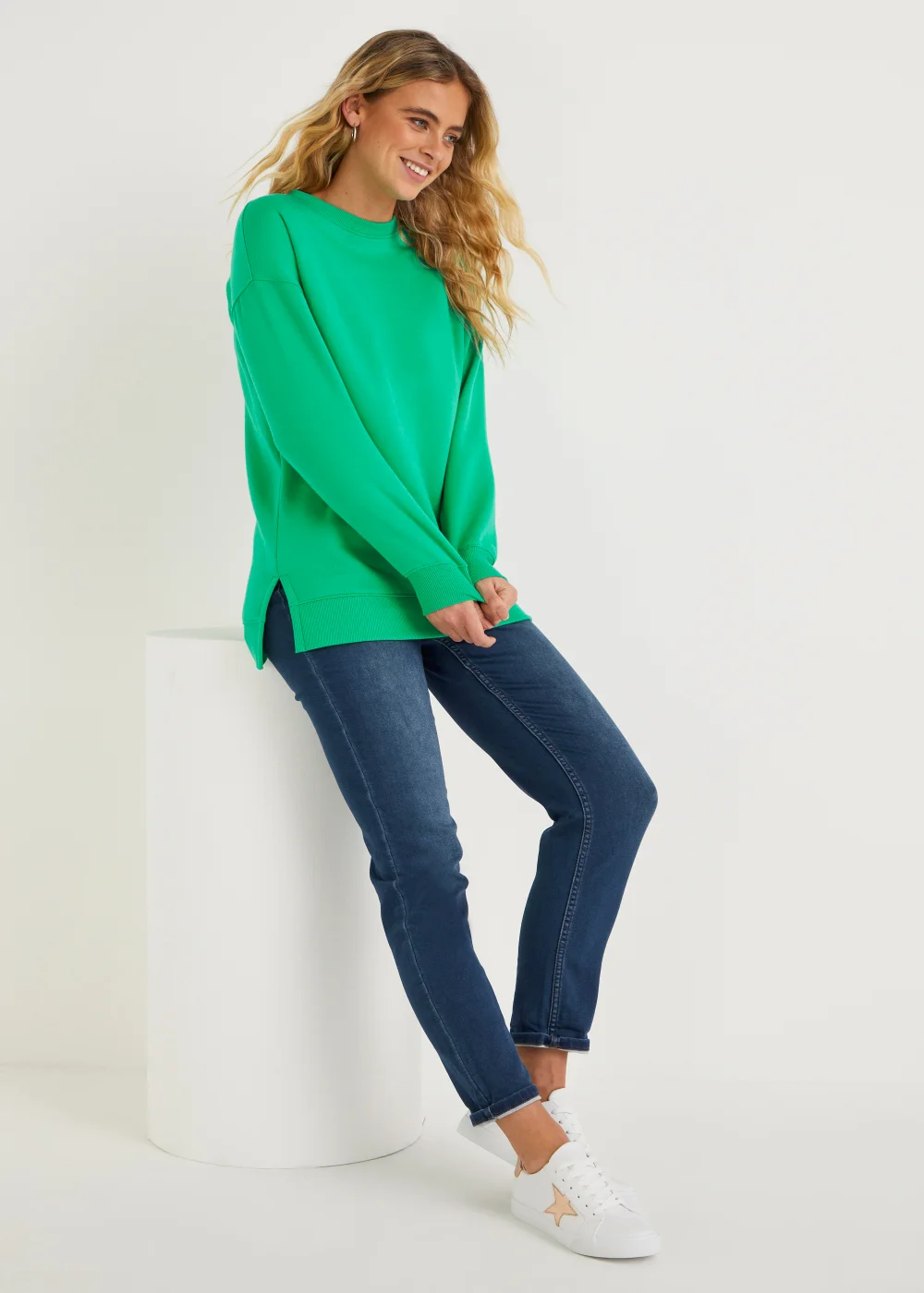 Green Longline Sweatshirt - Small Image 4