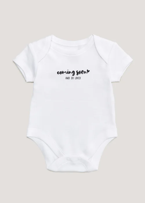 Baby White Coming Soon Bodysuit (Newborn-3mths) - 0-3 months Image 1
