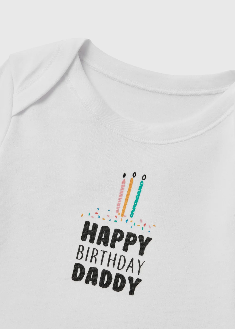 Baby White Happy Birthday Daddy Bodysuit (Tiny Baby-12mths) - 0-3 months Image 2