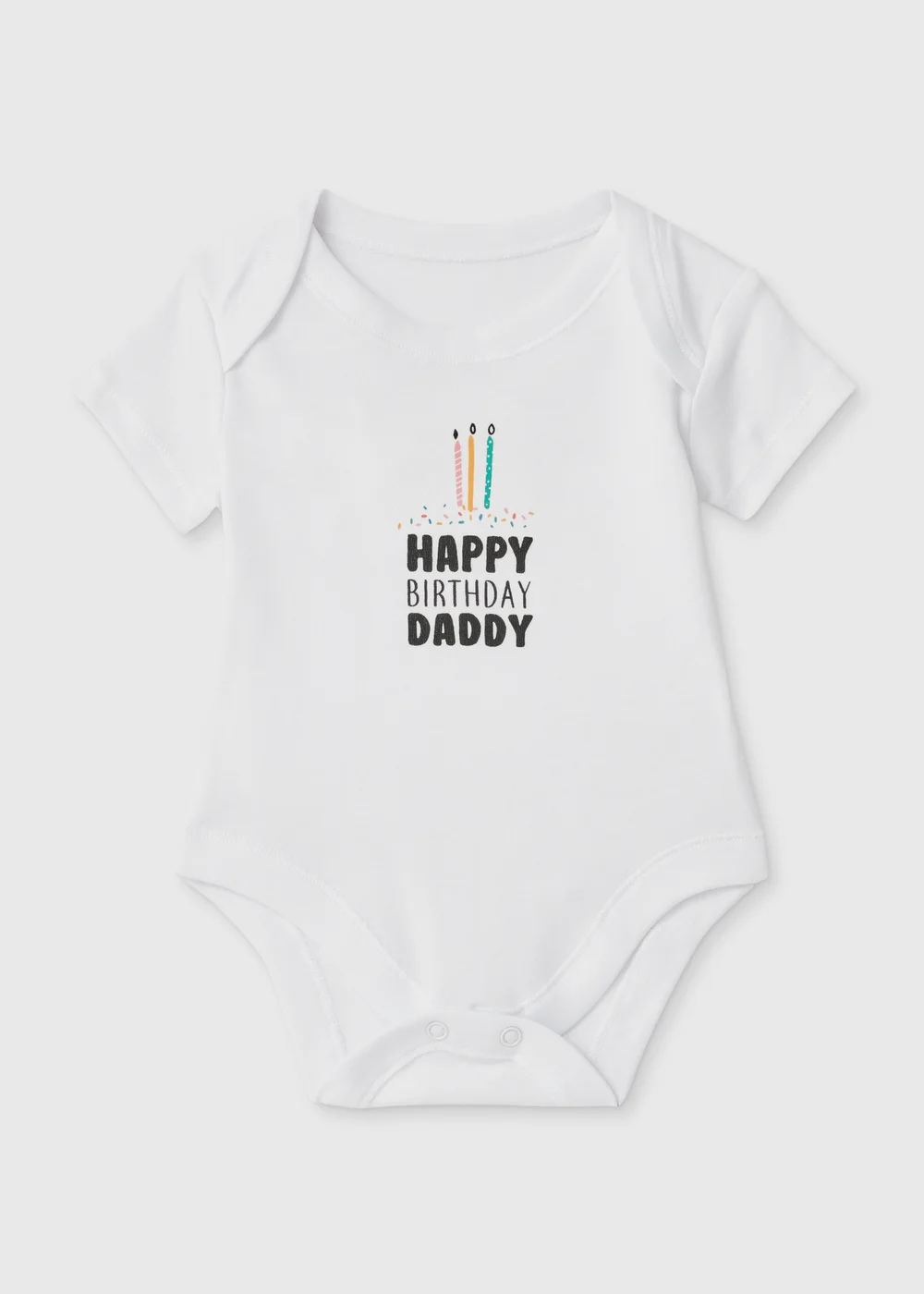Baby White Happy Birthday Daddy Bodysuit (Tiny Baby-12mths) - 0-3 months Image 1