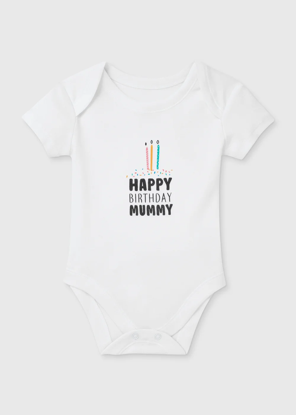Baby White Happy Birthday Mummy Bodysuit (Tiny Baby-12mths) - 0-3 months Image 1
