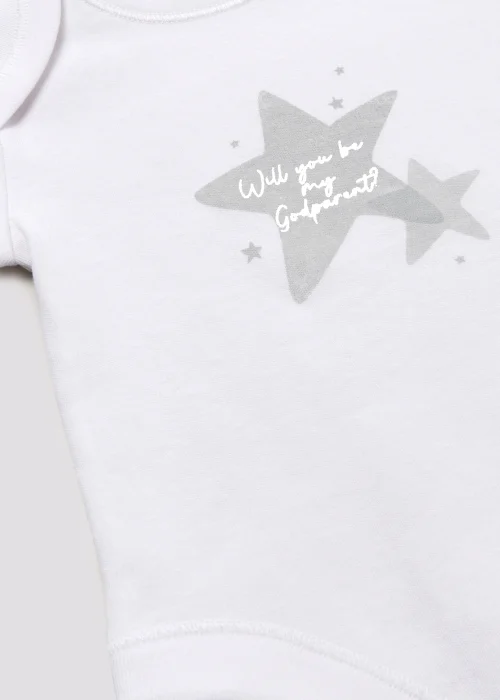 Baby White Godparent Announcement Bodysuit (Newborn-3mths) - 0-3 months Image 2