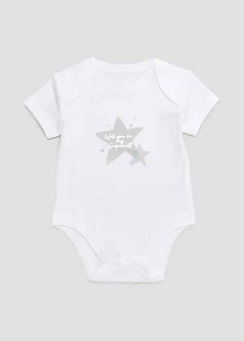 Baby White Godparent Announcement Bodysuit (Newborn-3mths) - 0-3 months Image 1