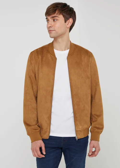 Brown Faux Suede Bomber Jacket - XS Image 1