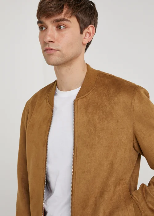 Brown Faux Suede Bomber Jacket - XS Image 2