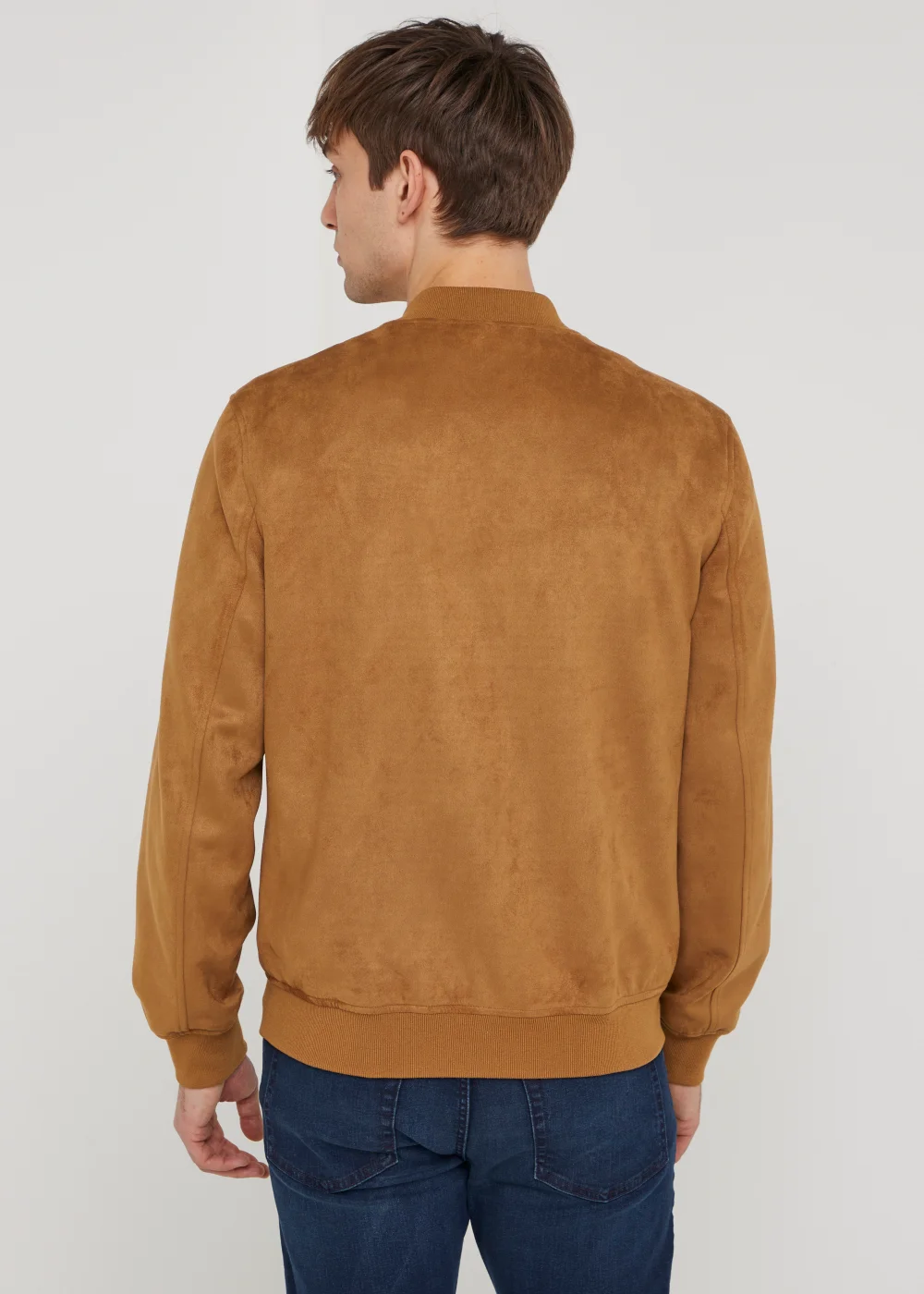 Brown Faux Suede Bomber Jacket - XS Image 3