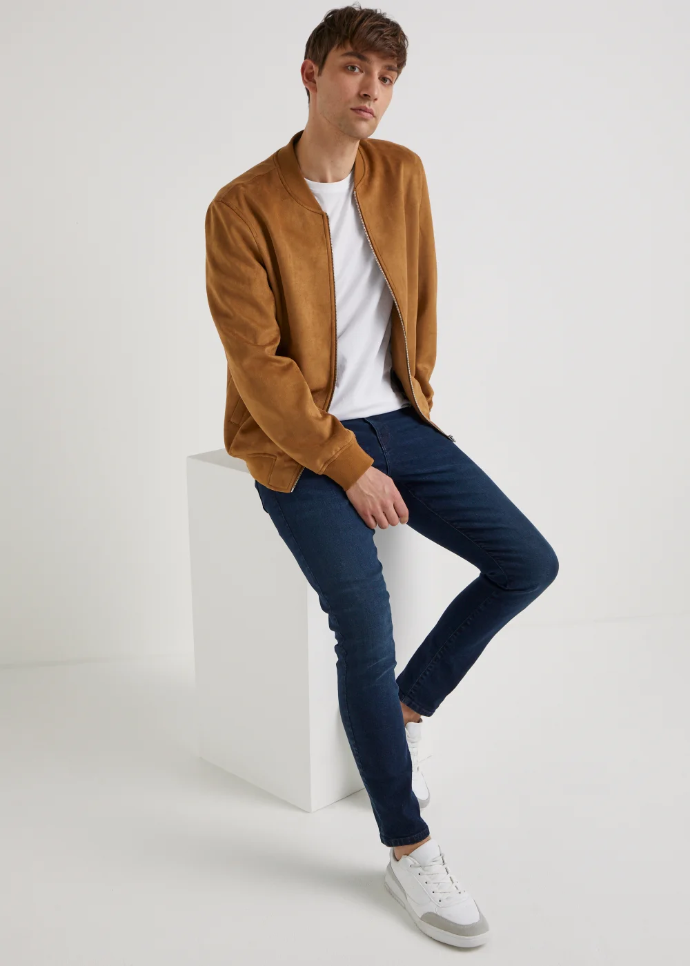 Brown Faux Suede Bomber Jacket - XS Image 4