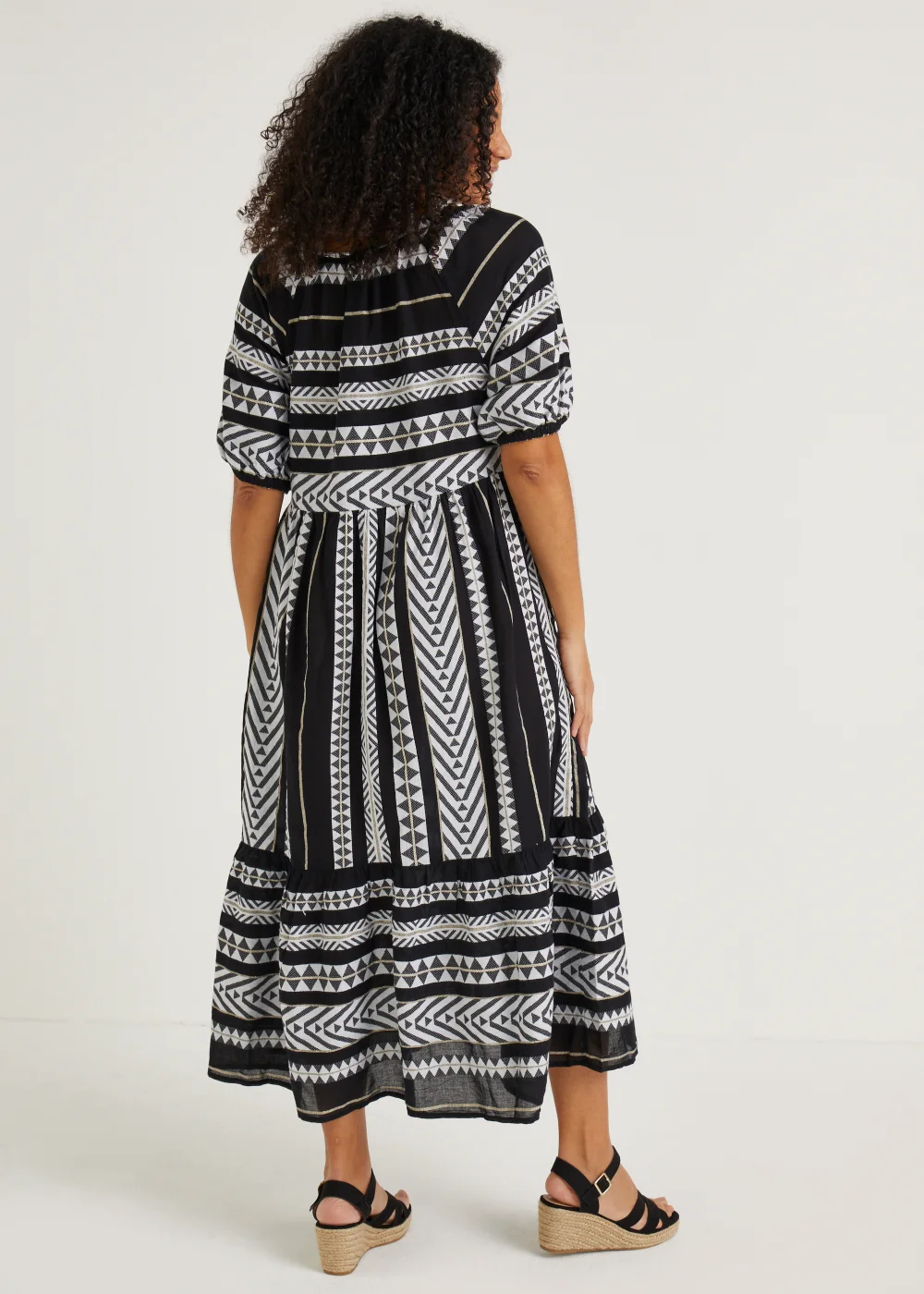 Black Aztec Jacquard Midaxi Dress - Size 8 Image 3