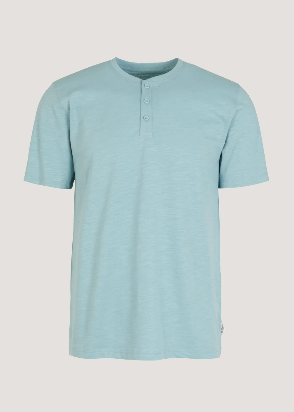 Teal Grandad Collar T-Shirt - Small Image 2