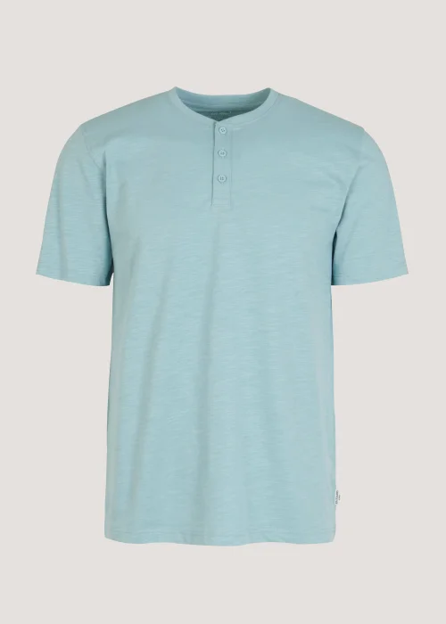 Teal Grandad Collar T-Shirt - Small Image 2