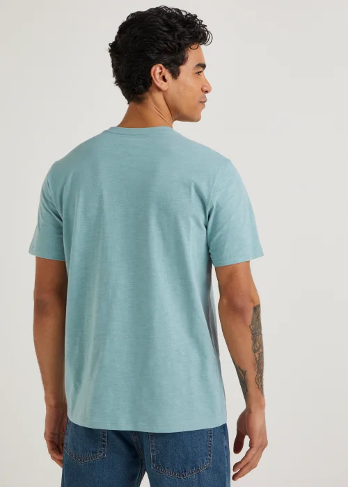 Teal Grandad Collar T-Shirt - Small Image 3